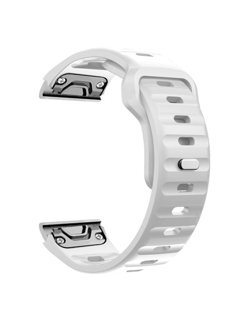 For Garmin Fenix 7X Soft Silicone Watch Strap Adjustable Wrist Band Replacement - White