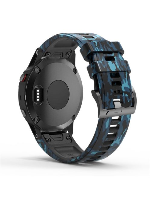 For Garmin Fenix Enduro / Tactix Delta / Tactix 7 Pro Printed Pattern Watch Band Soft Silicone 26mm Quick Release Wristband Strap - Camouflage Blue