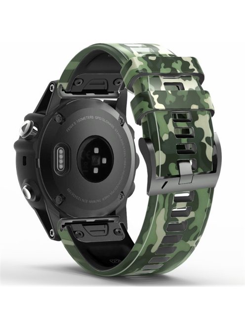 For Garmin Fenix Enduro / Tactix Delta / Tactix 7 Pro Printed Pattern Watch Band Soft Silicone 26mm Quick Release Wristband Strap - Camouflage Green