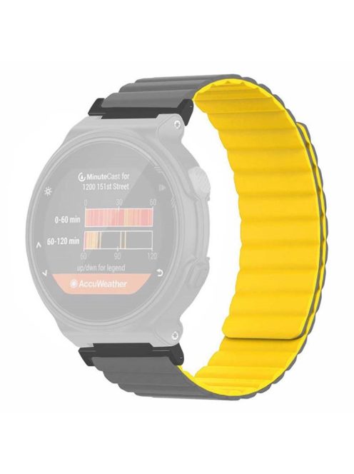 For Garmin Forerunner 220 / 230 / 235 / 735XT / 620 / 63 Silicone Strap Magnetic Smartwatch Bands - Grey+Yellow