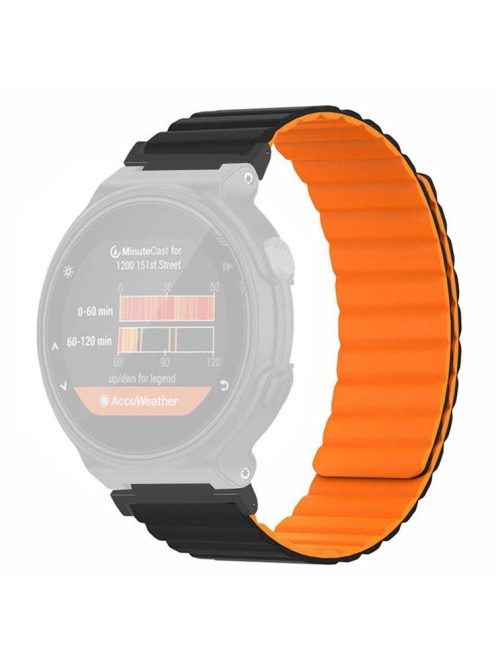 For Garmin Forerunner 220 / 230 / 235 / 735XT / 620 / 630 Silicone Strap Magnetic Smartwatch Bands - Black+Orange