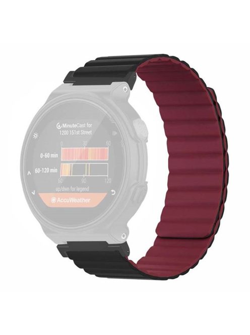 For Garmin Forerunner 220 / 230 / 235 / 735XT / 620 / 630 Silicone Strap Magnetic Smartwatch Bands - Black+Wine Red