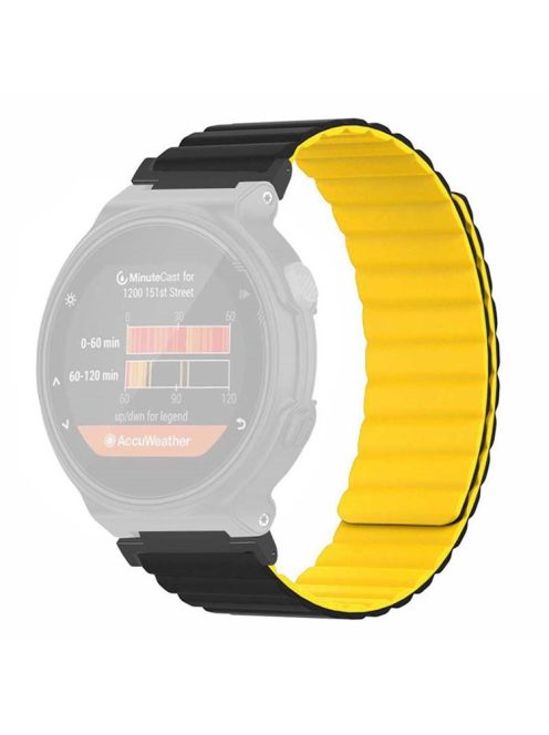 For Garmin Forerunner 220 / 230 / 235 / 735XT / 620 / 630 Silicone Strap Magnetic Smartwatch Bands - Black+Yellow