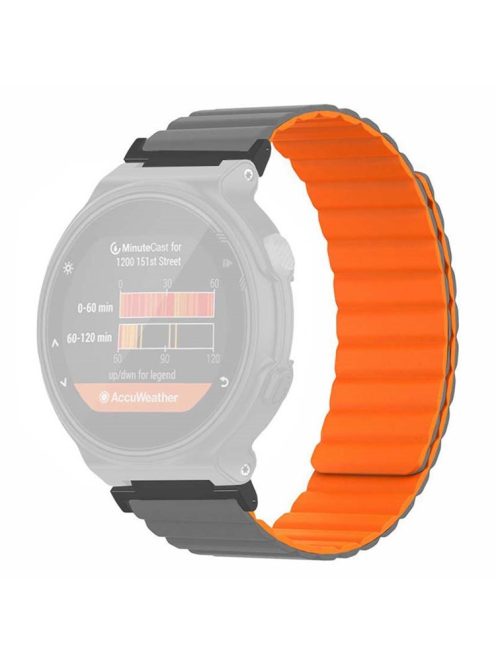 For Garmin Forerunner 220 / 230 / 235 / 735XT / 620 / 630 Silicone Strap Magnetic Smartwatch Bands - Gray+Orange