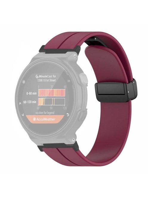 For Garmin Forerunner 220 / 230 / 235 / 735XT / 620 / 630 Watch Strap Magnetic Buckle Silicone Strap - Wine Red