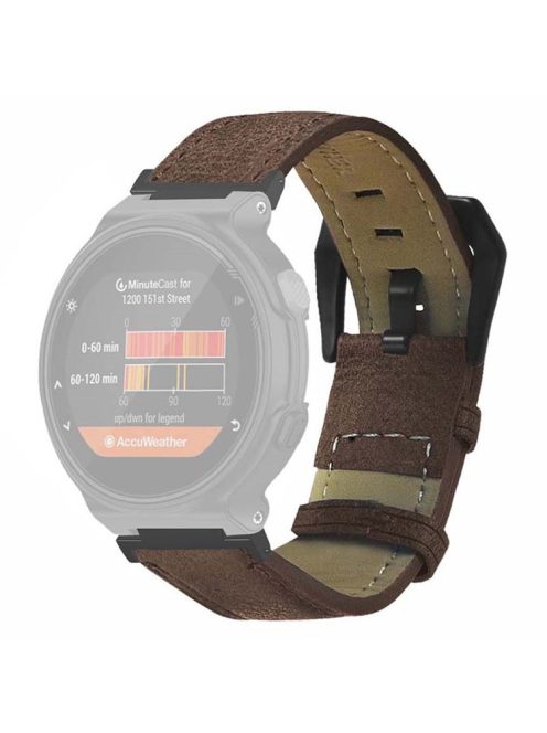 For Garmin Forerunner 220 / 230 / 235 / 735XT / 620 / 630 Watch Strap PU Leather Retro Texture Wristband Strap - Coffee