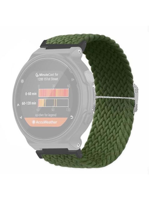 For Garmin Forerunner 220 / 230 / 235 / 735XT / 620 / 630 Watch Strap Stretchy Braided Nylon Band - Army Green