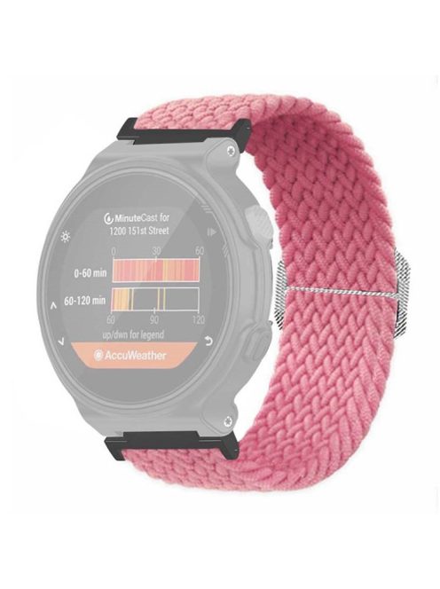 For Garmin Forerunner 220 / 230 / 235 / 735XT / 620 / 630 Watch Strap Stretchy Braided Nylon Band - Pink