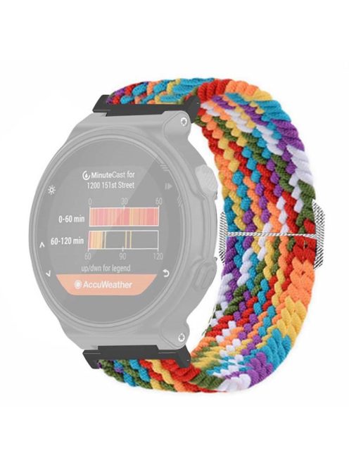 For Garmin Forerunner 220 / 230 / 235 / 735XT / 620 / 630 Watch Strap Stretchy Braided Nylon Band - Rainbow