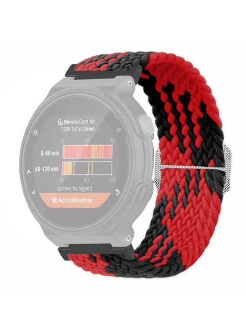 For Garmin Forerunner 220 / 230 / 235 / 735XT / 620 / 630 Watch Strap Stretchy Braided Nylon Band - Red+Black