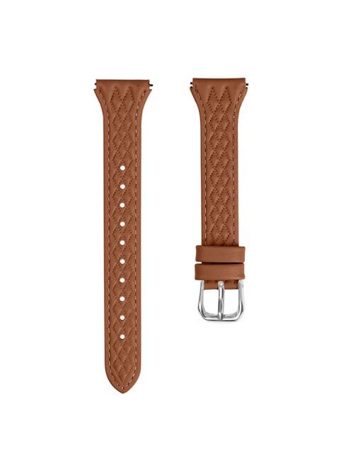 For Garmin Forerunner 245 / 245 Music Genuine Cow Leather Rhombus Imprinted Watch Strap - Brown