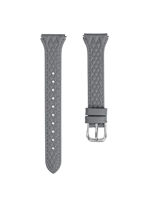 For Garmin Forerunner 245 / 245 Music Genuine Cow Leather Rhombus Imprinted Watch Strap - Grey