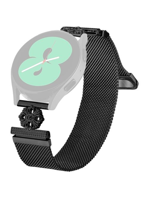 For Garmin Forerunner 245 / 245 Music Milanese Band Flower Stainless Steel Magnetic Mesh Watch Strap - Black