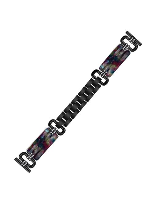 For Garmin Forerunner 245 Music / Forerunner 245 Watch Band Resin+Rhinestone Strap - Black