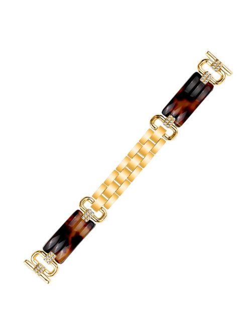 For Garmin Forerunner 245 Music / Forerunner 245 Watch Band Resin+Rhinestone Strap - Gold+Black