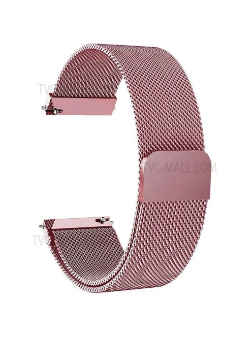 For Garmin Forerunner 245 Music/Forerunner 645 Music Strong Magnet Milanese Mesh Stainless Steel Replacement Strap Smart Watch Band (20mm) - Rose Pink