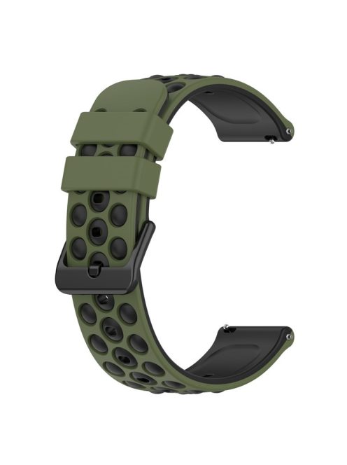 For Garmin Forerunner 255 / 745 Universal 22mm Bi-color Soft Silicone Watch Band Big Hole Design Watch Strap - Army Green / Black