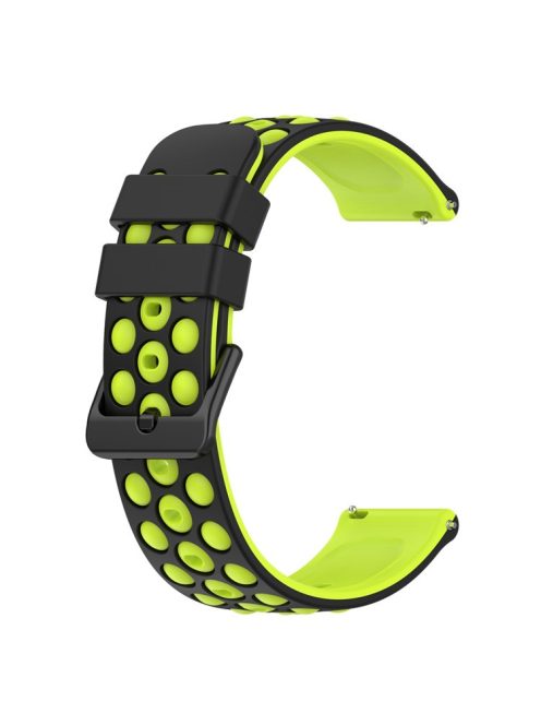 For Garmin Forerunner 255 / 745 Universal 22mm Bi-color Soft Silicone Watch Band Big Hole Design Watch Strap - Black / Green