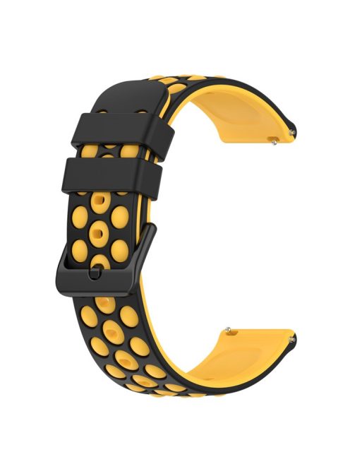 For Garmin Forerunner 255 / 745 Universal 22mm Bi-color Soft Silicone Watch Band Big Hole Design Watch Strap - Black / Yellow