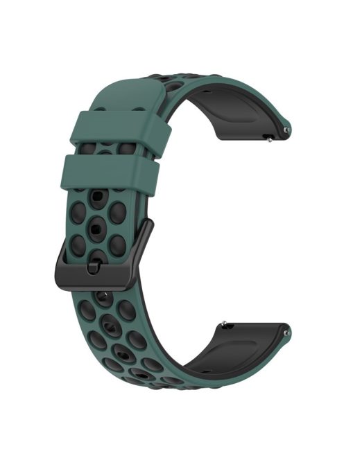 For Garmin Forerunner 255 / 745 Universal 22mm Bi-color Soft Silicone Watch Band Big Hole Design Watch Strap - Olive Green / Black