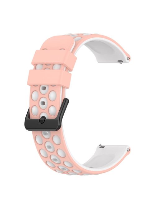 For Garmin Forerunner 255 / 745 Universal 22mm Bi-color Soft Silicone Watch Band Big Hole Design Watch Strap - Pink / White