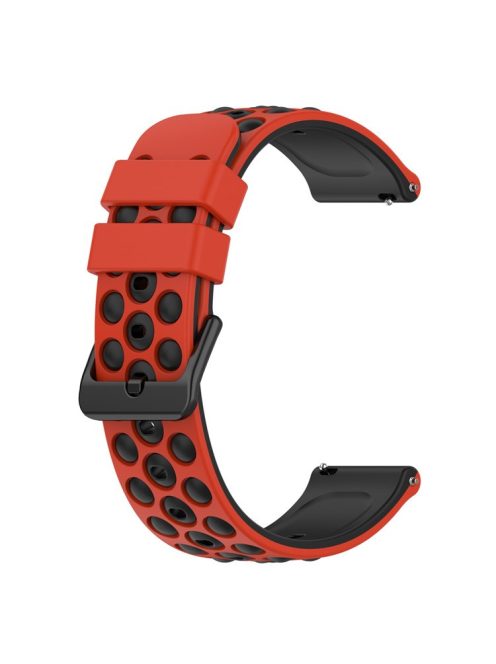 For Garmin Forerunner 255 / 745 Universal 22mm Bi-color Soft Silicone Watch Band Big Hole Design Watch Strap - Red / Black