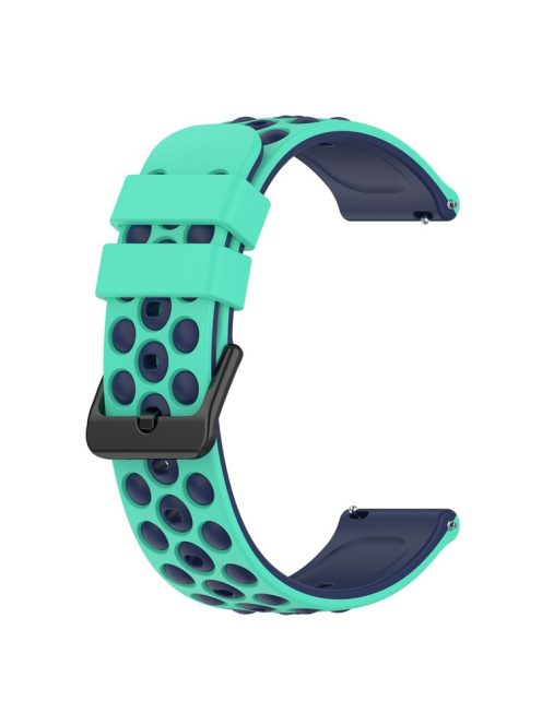 For Garmin Forerunner 255 / 745 Universal 22mm Bi-color Soft Silicone Watch Band Big Hole Design Watch Strap - Teal / Midnight Blue