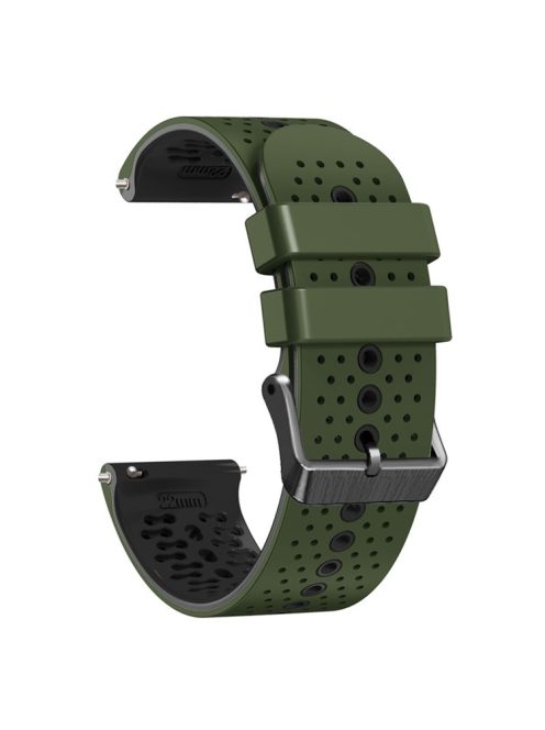 For Garmin Forerunner 255 / 745 Universal 22mm Bi-color Soft Silicone Watch Band Dual Color Watch Strap - Army Green / Black