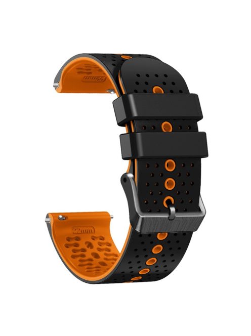 For Garmin Forerunner 255 / 745 Universal 22mm Bi-color Soft Silicone Watch Band Dual Color Watch Strap - Black / Orange