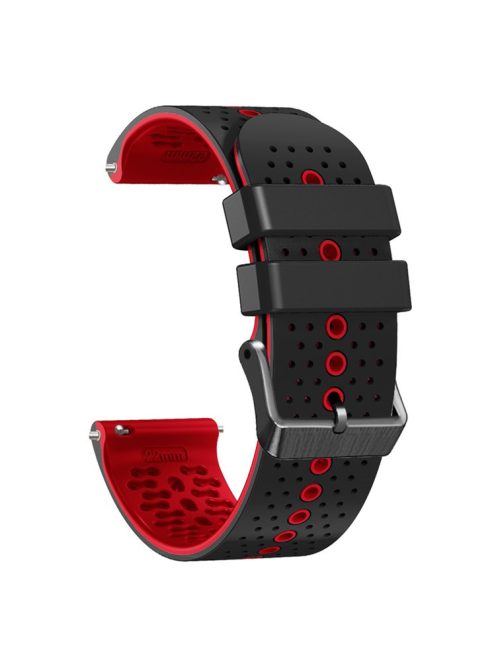 For Garmin Forerunner 255 / 745 Universal 22mm Bi-color Soft Silicone Watch Band Dual Color Watch Strap - Black / Red