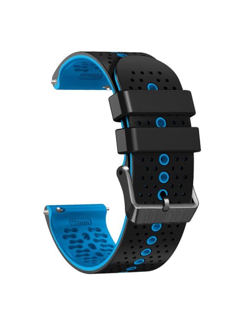 For Garmin Forerunner 255 / 745 Universal 22mm Bi-color Soft Silicone Watch Band Dual Color Watch Strap - Black / Sky Blue