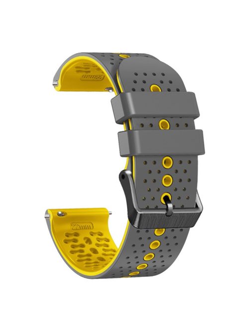 For Garmin Forerunner 255 / 745 Universal 22mm Bi-color Soft Silicone Watch Band Dual Color Watch Strap - Grey / Yellow