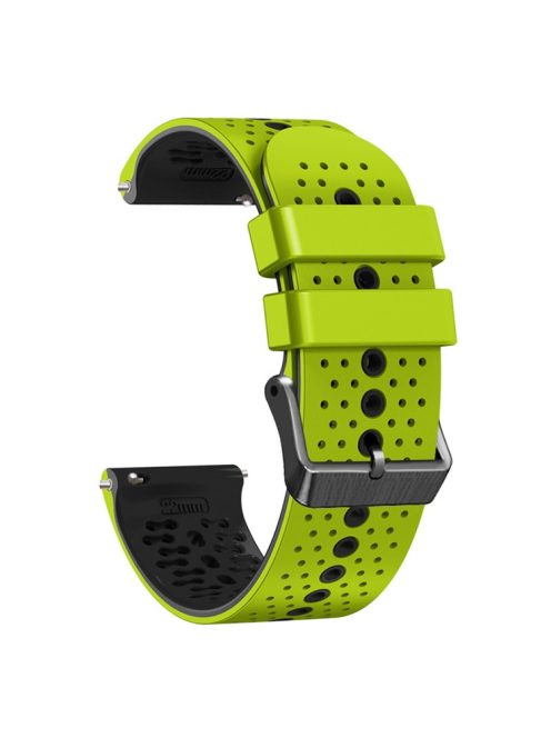 For Garmin Forerunner 255 / 745 Universal 22mm Bi-color Soft Silicone Watch Band Dual Color Watch Strap - Lime / Black