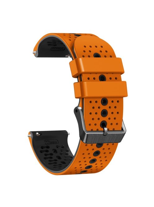 For Garmin Forerunner 255 / 745 Universal 22mm Bi-color Soft Silicone Watch Band Dual Color Watch Strap - Orange / Black