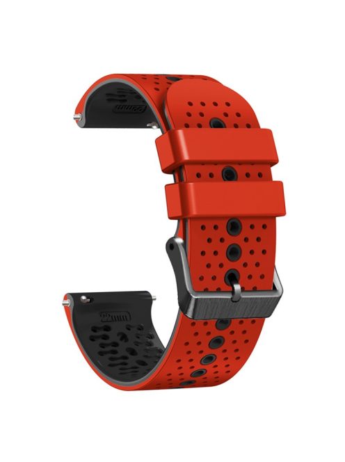 For Garmin Forerunner 255 / 745 Universal 22mm Bi-color Soft Silicone Watch Band Dual Color Watch Strap - Red / Black