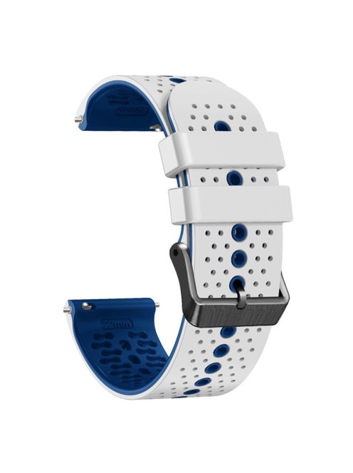 For Garmin Forerunner 255 / 745 Universal 22mm Bi-color Soft Silicone Watch Band Dual Color Watch Strap - White / Blue