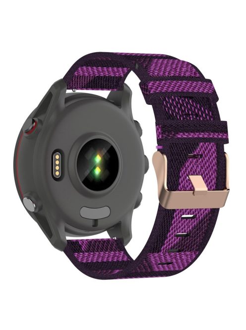 For Garmin Forerunner 255 / Venu 2 / Samsung Galaxy Watch3 45mm Watch Strap with Buckle Nylon Watch Band Universal 22mm Quick Release Watchband - Purple Stripe