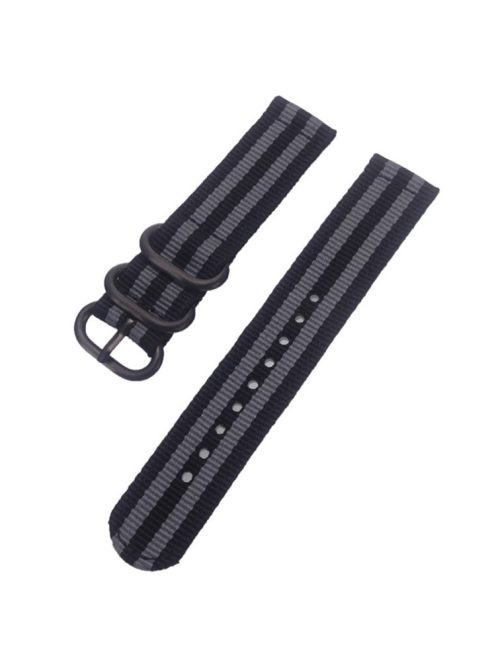 For Garmin Forerunner 255S / Venu 2S / Xiaomi Mi Watch Replacement Strap 18mm Nylon Watch Band with Round Buckle - Black / Grey