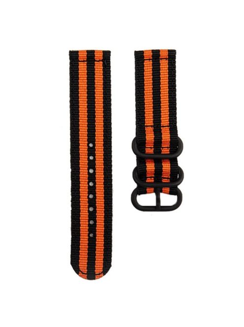 For Garmin Forerunner 255S / Venu 2S / Xiaomi Mi Watch Replacement Strap 18mm Nylon Watch Band with Round Buckle - Black / Orange