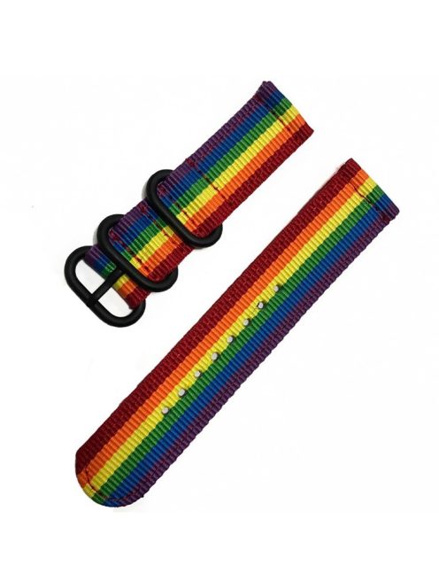 For Garmin Forerunner 255S / Venu 2S / Xiaomi Mi Watch Replacement Strap 18mm Nylon Watch Band with Round Buckle - Rainbow