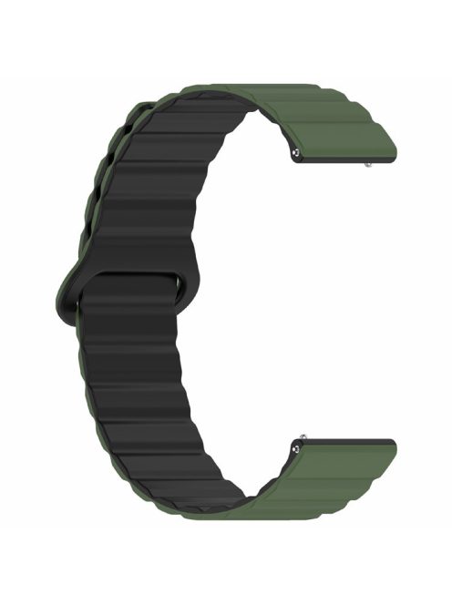 For Garmin Forerunner 255S Magnetic Silicone Band Universal 18mm Adjustable Watch Strap - Army Green+Black