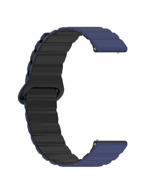 For Garmin Forerunner 255S Magnetic Silicone Band Universal 18mm Adjustable Watch Strap - Dark Blue+Black