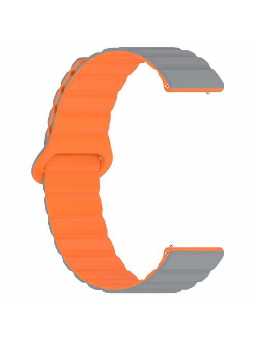 For Garmin Forerunner 255S Magnetic Silicone Band Universal 18mm Adjustable Watch Strap - Grey+Orange