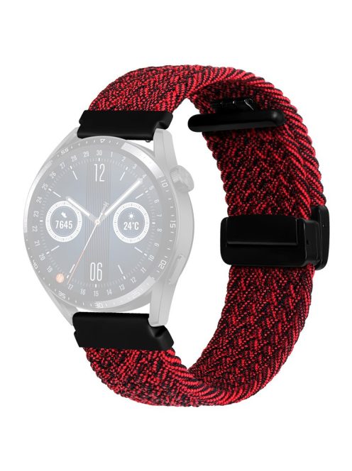 For Garmin Forerunner 265 / 255 / Vivoactive 4 / Venu 2 Nylon Watch Strap 22mm Replacement Watchband with Folding Buckle - Black / Red