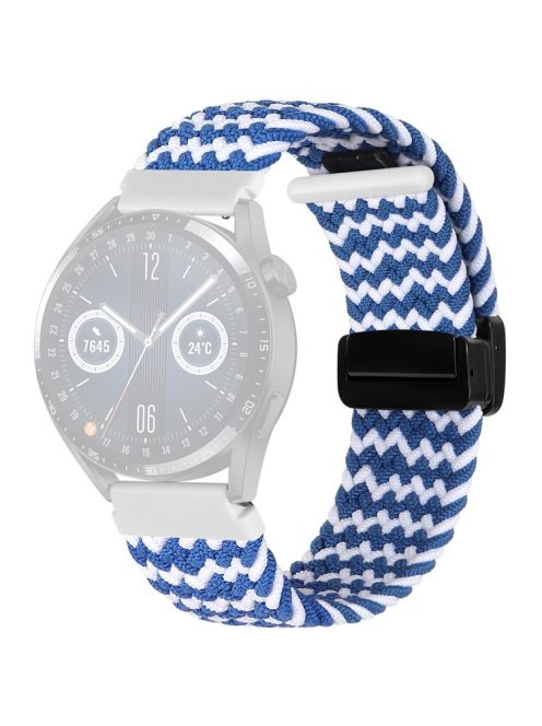 For Garmin Forerunner 265 / 255 / Vivoactive 4 / Venu 2 Nylon Watch Strap 22mm Replacement Watchband with Folding Buckle - Blue / White