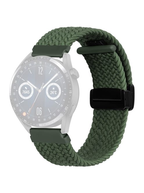 For Garmin Forerunner 265 / 255 / Vivoactive 4 / Venu 2 Nylon Watch Strap 22mm Replacement Watchband with Folding Buckle - Green