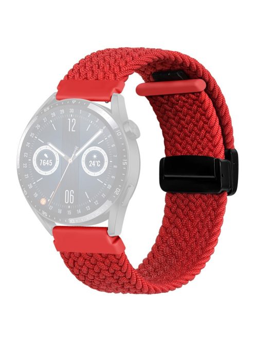 For Garmin Forerunner 265 / 255 / Vivoactive 4 / Venu 2 Nylon Watch Strap 22mm Replacement Watchband with Folding Buckle - Red