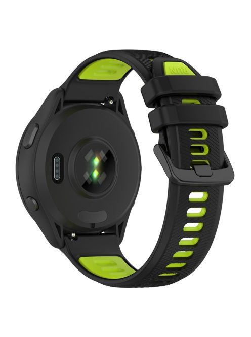 For Garmin Forerunner 265 Dual-Color Silicone Watch Strap Anti-Wear Smart Band Strap - Black / Lime