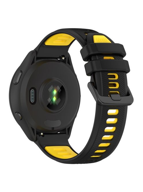 For Garmin Forerunner 265 Dual-Color Silicone Watch Strap Anti-Wear Smart Band Strap - Black / Yellow