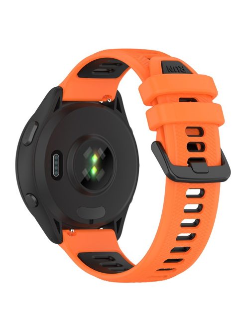 For Garmin Forerunner 265 Dual-Color Silicone Watch Strap Anti-Wear Smart Band Strap - Orange / Black